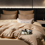 КПБ на резинке Сатин-Жаккард Тессоро MTR007, Евро, 4 наволочки, простынь 180*200*30