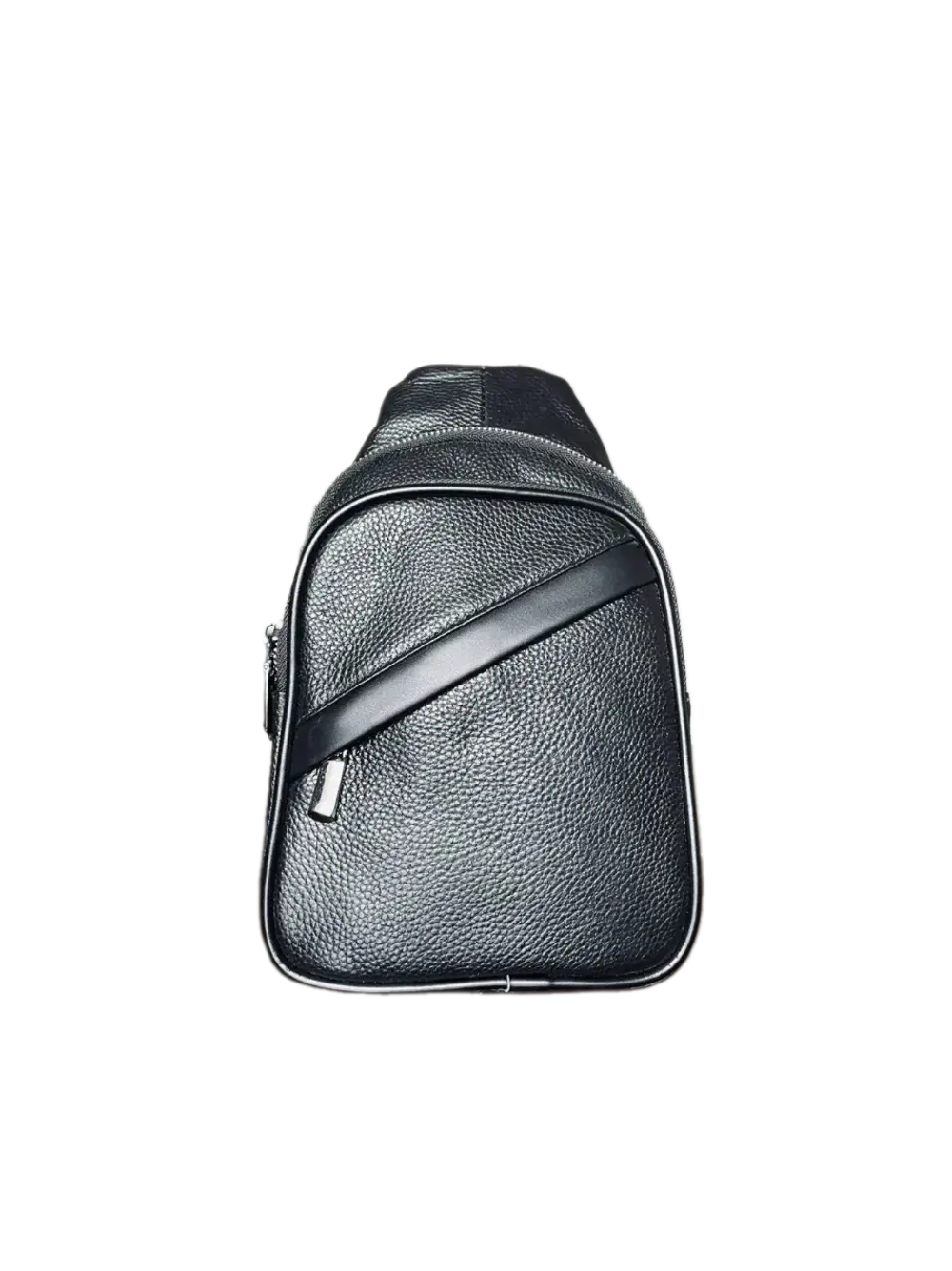 Сумка нагрудная из натуральной кожи QOZA, чёрная