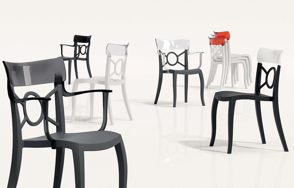 Стул пластиковый Papatya Opera-S, черный, белый