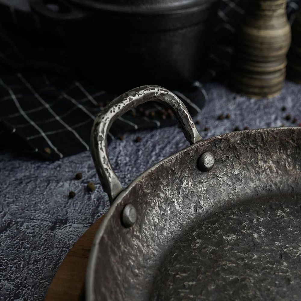 Сковорода для подачи 24 см h3,1 см круглая 2 ручки " " углерод. сталь ИНДУКЦИЯ P.L.