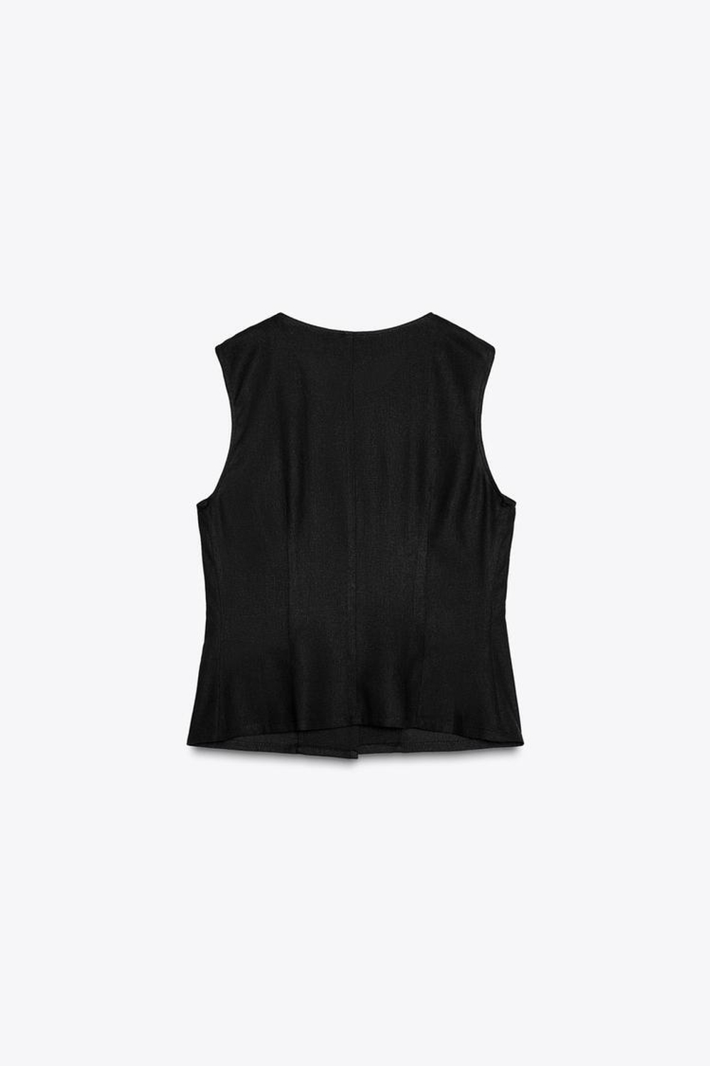 ZARA ТОП ИЗ СМЕСОВОГО ЛЬНА НА ЗАПÁХЕ, ЧЕРНЫЙ