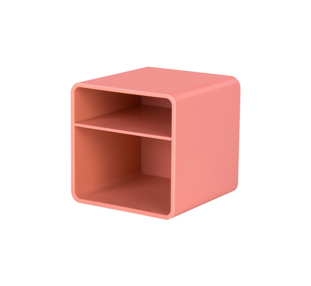 Подставка для канц.принадлежностей Deli Nusign 84х84х86мм 2 отд. коралловый NS011Pink