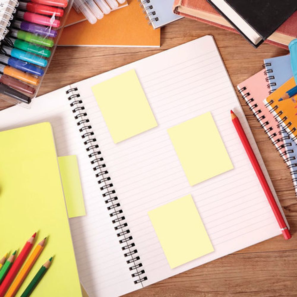 Блок самоклеящийся (стикеры) STAFF, ПАСТЕЛЬНЫЙ, 38х51 мм, 100 листов, КОМПЛЕКТ 2 штуки, желтый, 129344