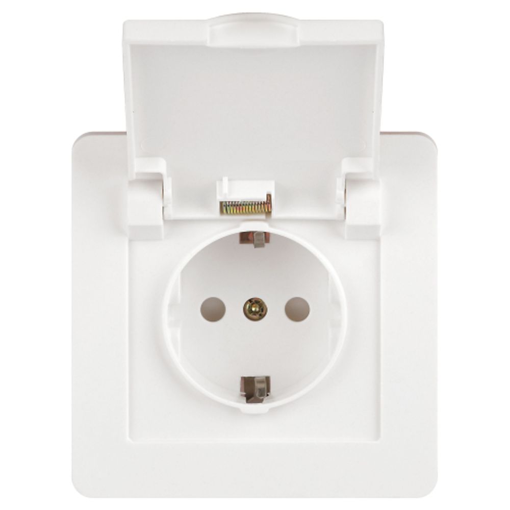 Розетка Intro Style 7-209-01 с заземлением 2P+E Schuko с крышкой шторками 16А-250В IP44 СУ белый