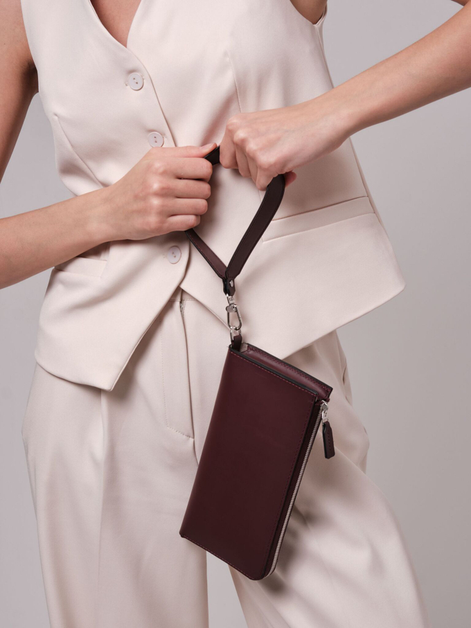 Клатч кожаный бордо