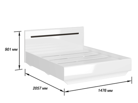 Кровать с настилом Стокгольм белый/белый глянец 1400