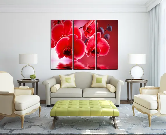 Модульная картина "Красные орхидеи"