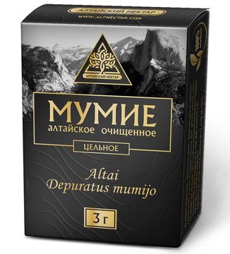 Мумие очищенное "Алтайский Нектар", цельное, 3г в инд уп.