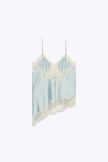ZARA ТОП В БЕЛЬЕВОМ СТИЛЕ С КРУЖЕВОМ — ZW COLLECTION, СВЕТЛО-ГОЛУБОЙ