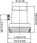 Автоматическая помпа осушительная ТМС для лодки и катера, 12 В, 600GPH (2271 л/ч)