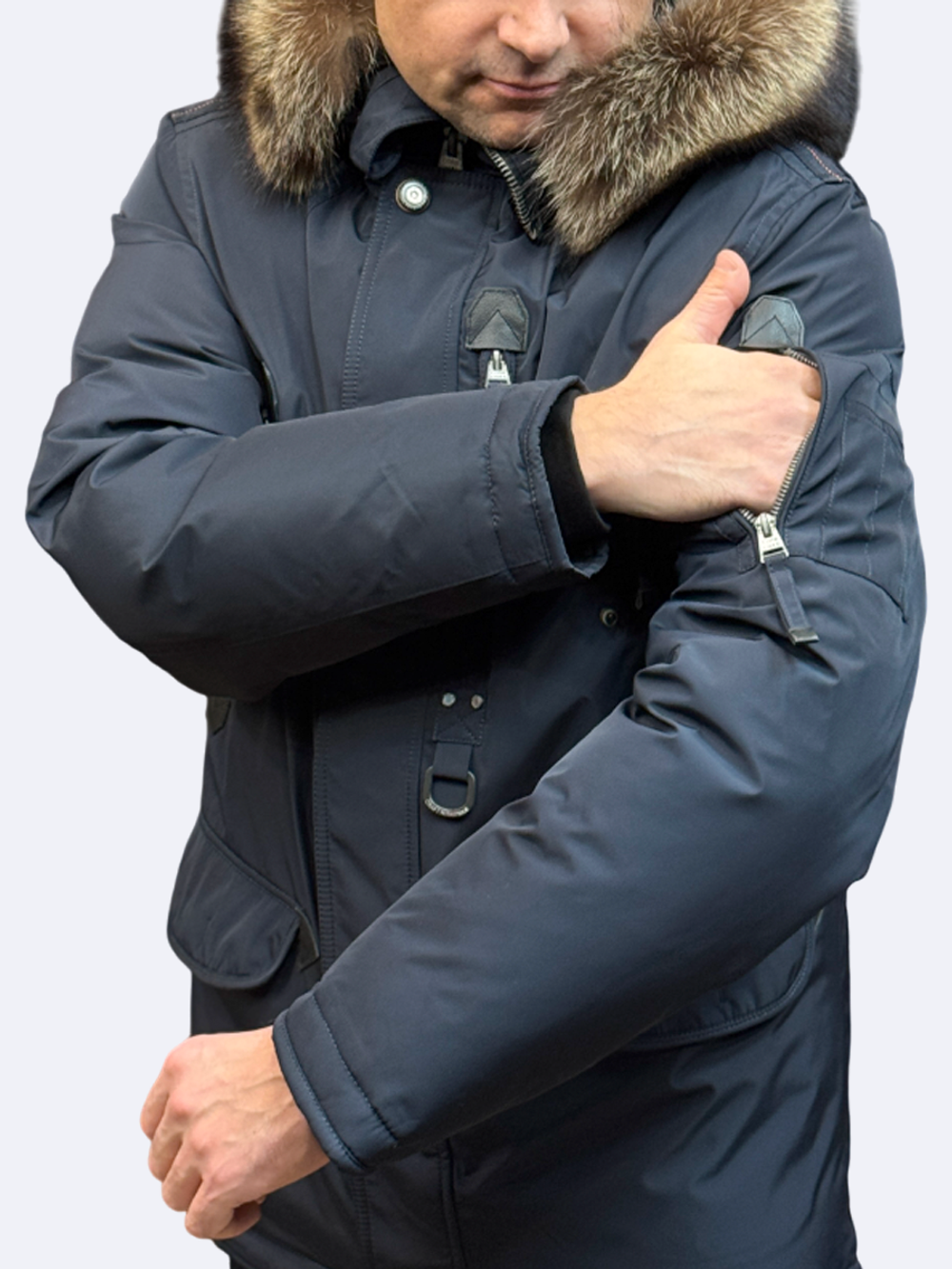 Пуховик зимний синий