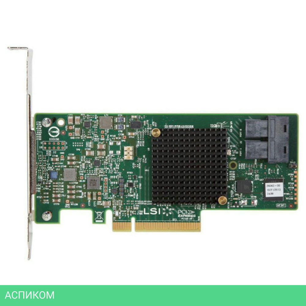 Контроллер LSI 9341-8I SGL 12Gb/s, RAID 0/1/10/5/50, 8i ports (LSI00407)