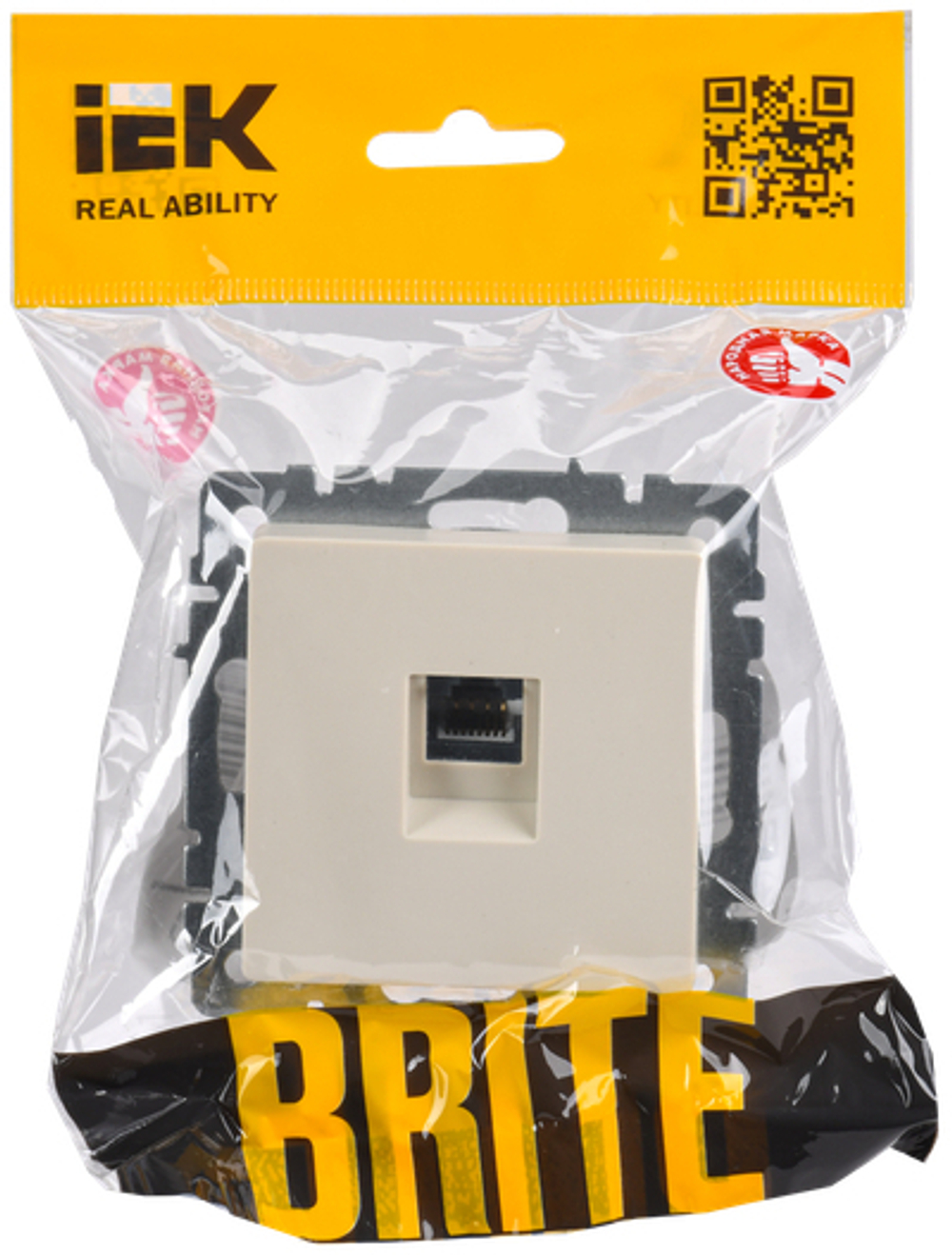 BRITE Розетка компьютерная RJ45 кат.5E РК10-БрКр бежевый IEK