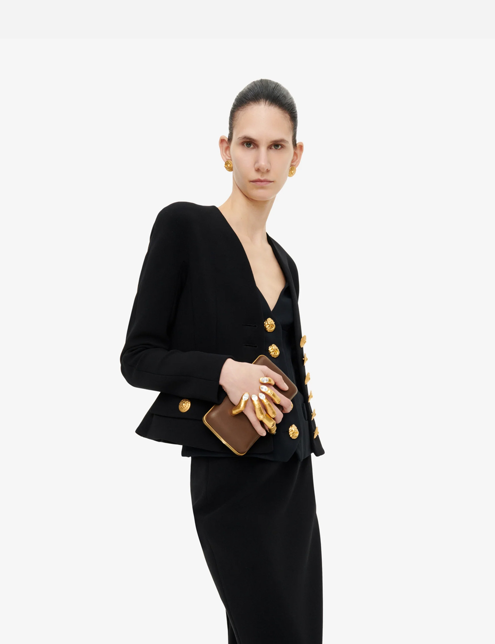 Schiaparelli Hand In Hand Clutch "Taupe"