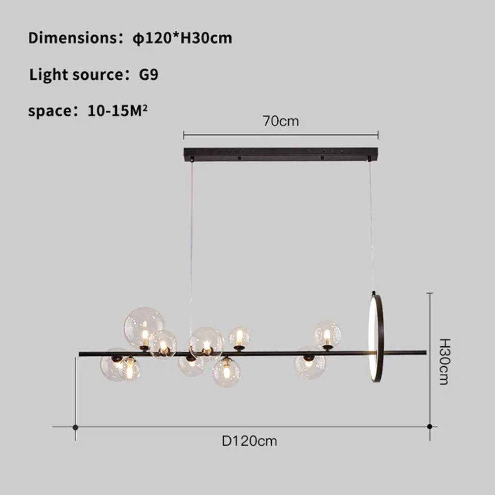 Люстра KG1233P-10 black/clear