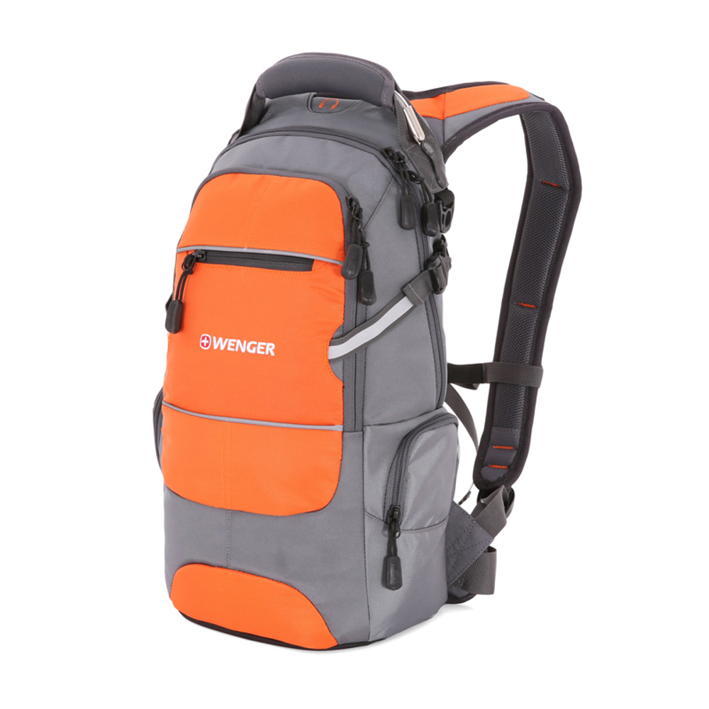 Рюкзак Wenger, серый/оранжевый, со светоотражающими элементами, 23х18х47 см, 22 л