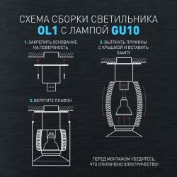 Светильник настенно-потолочный спот ЭРА OL1 GU10 BK/CH под лампу MR16/GU10 черный/хром IP20 | Без бренда