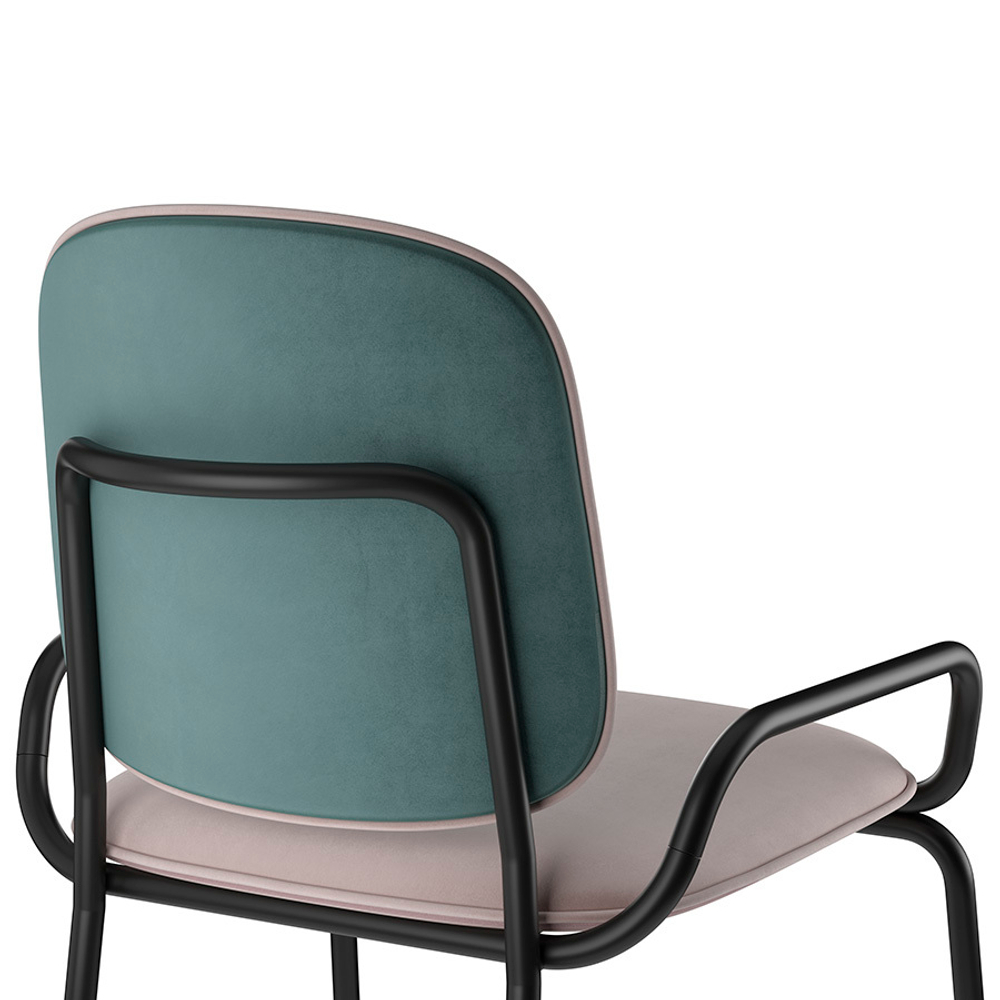 Стул полубарный Ror, 2 frame, велюр, черный/зеленый/розовый