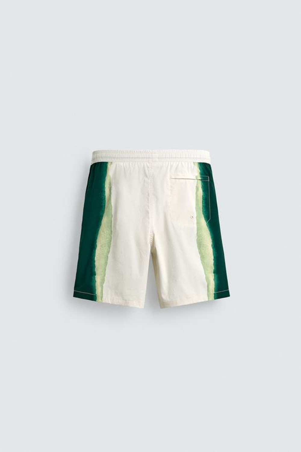 ZARA ДЛИННЫЕ ПЛАВКИ С ПРИНТОМ В ПОЛОСКУ, ЭКРЮ