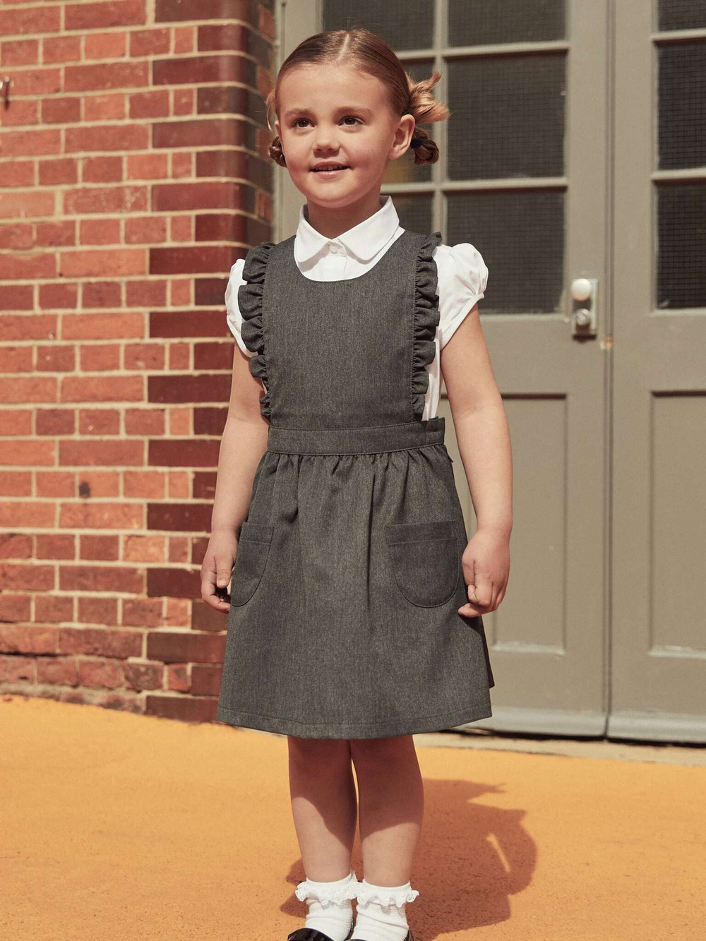 Сарафан школьный для девочки Next M82-227, Серый