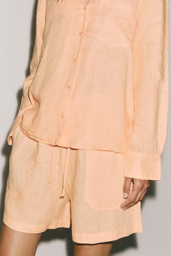ZARA ЛЬНЯНЫЕ ШОРТЫ — ZW COLLECTION, МАНДАРИНОВЫЙ