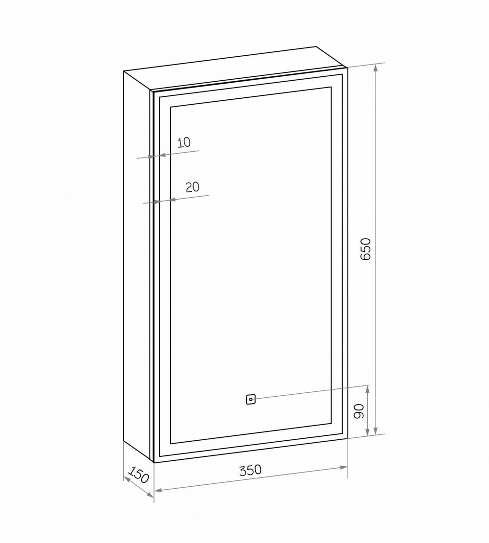 Зеркало-шкаф с подсветкой ART&MAX TECHNO AM-Tec-350-650-1D-L-DS-F