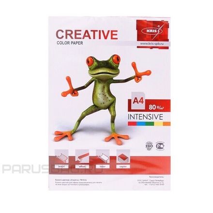 Бумага цветная mix 5цв, 250л, А4, 80г/м2, Крис Intensive