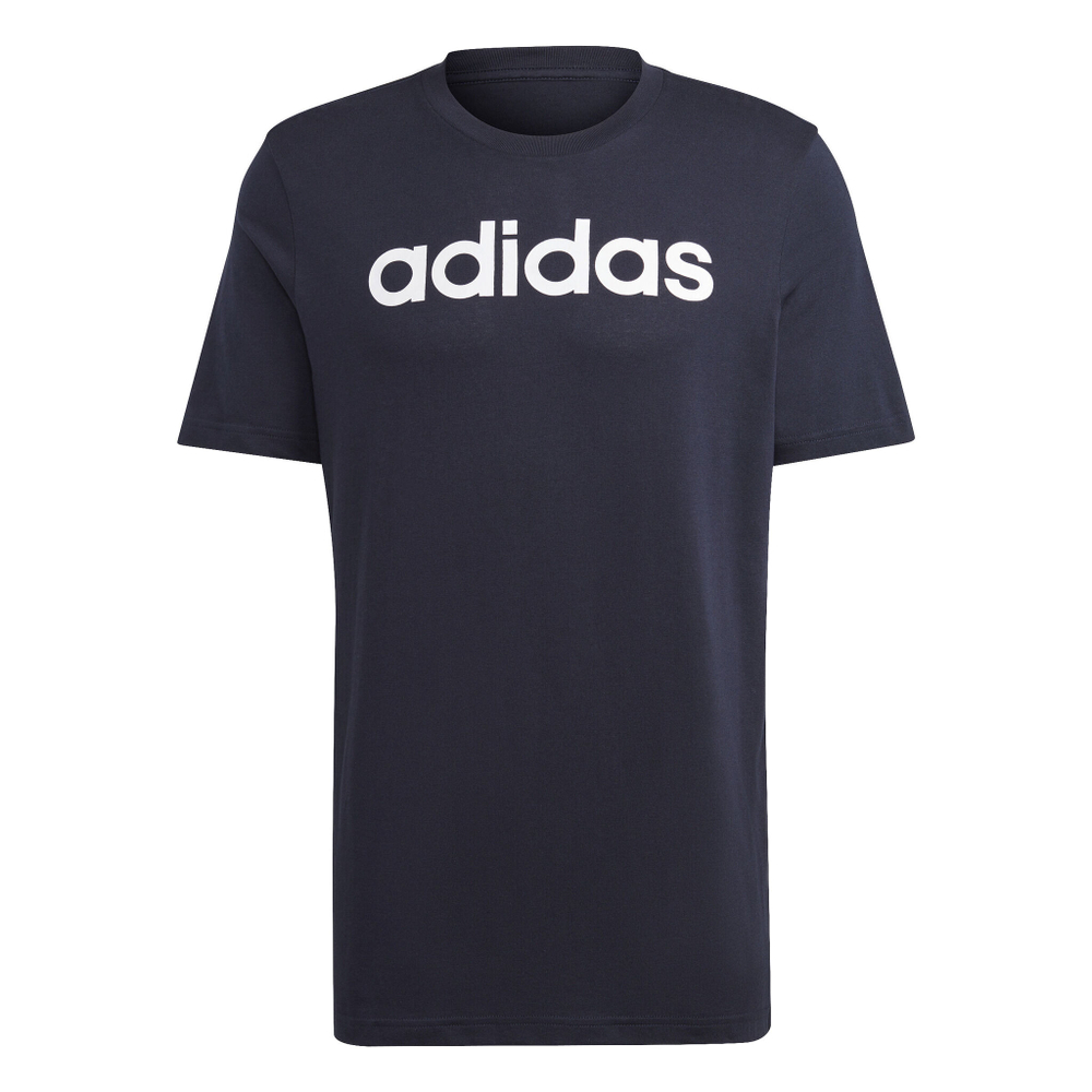 Мужское теннисное поло adidas LIN Singel Jersey T-Shirt Men - Dark Blue, White