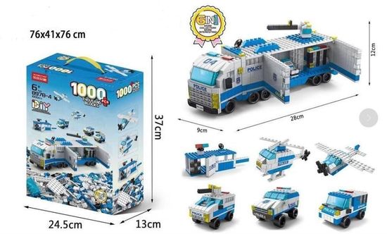 Конструктор - автобус  " Полиция "  6 в 1  , 1000 деталей