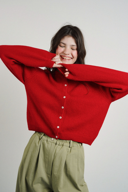 Кардиган из кашемира с мериносом красного цвета