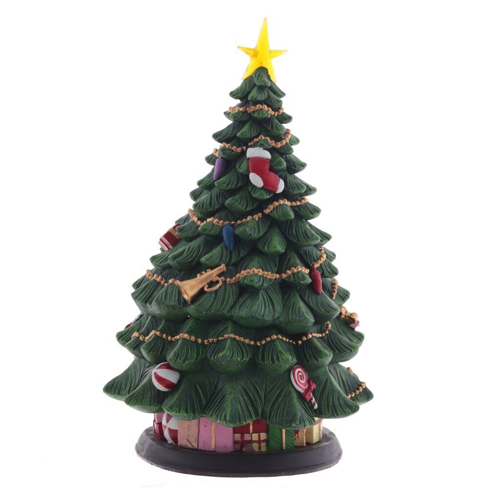 GAEM Фигур декор в стекл шаре "Елка и дед Мороз" (подсв, муз, вьюга, AAх3 н/п), D 10 см, L19,5 W19,5 H35