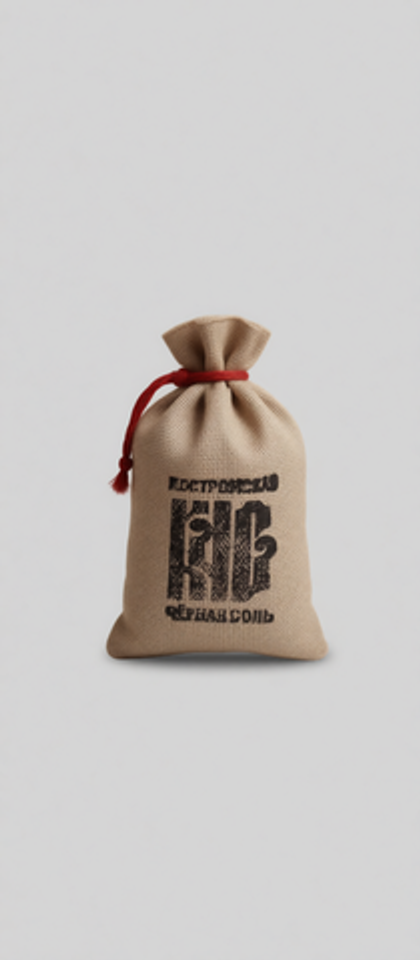 Черная соль пищевая в маленьком мешочке изо льна 100 г