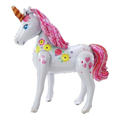 Фольгированный шар-фигура стоячая «Цветочный единорог» AIR, 117 см
