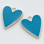 Подвеска Сердце, цвет бирюзовый+золото, размер 21*18 мм, цена за 1 шт