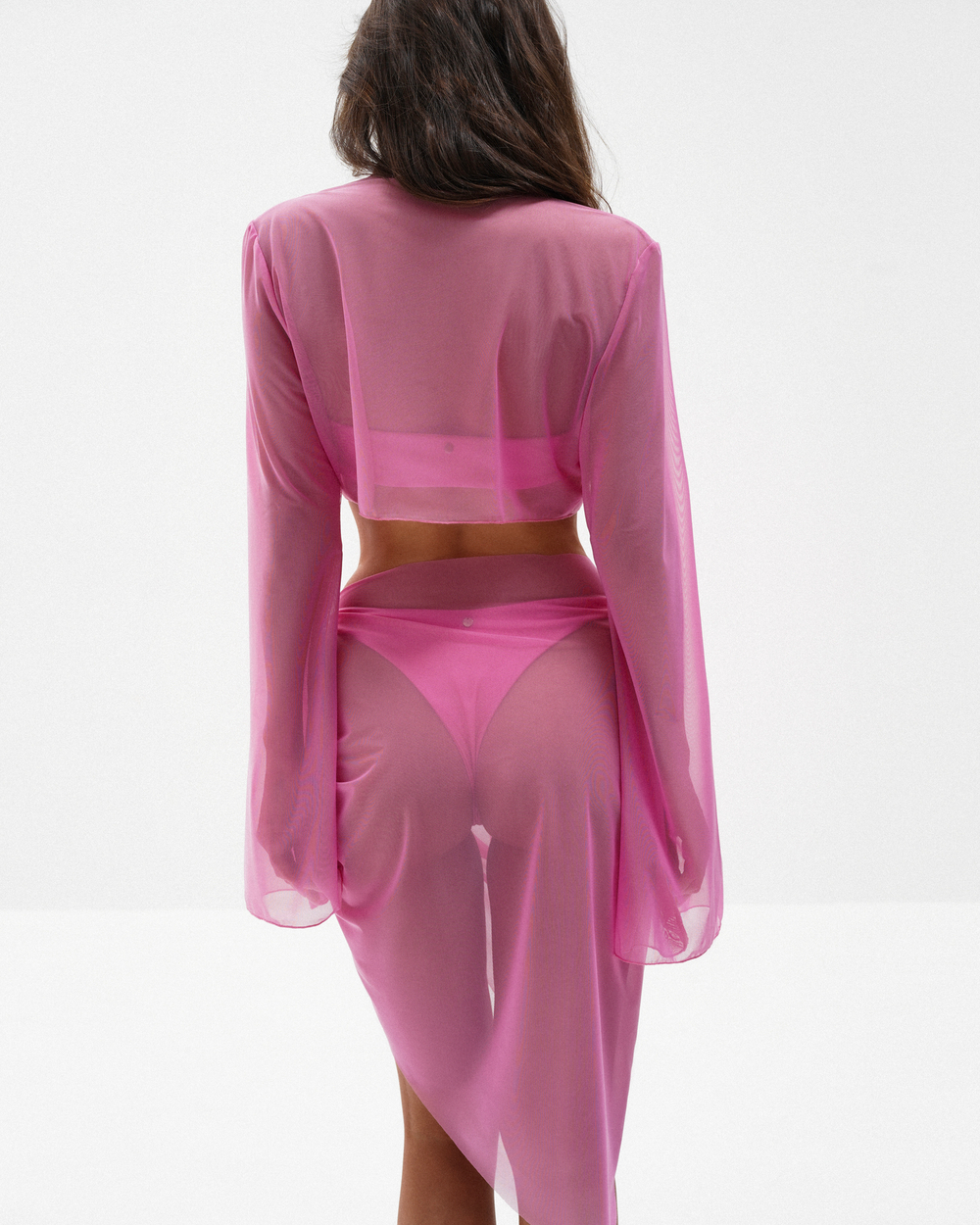 №019 Топ из сетки на завязках (розовый)