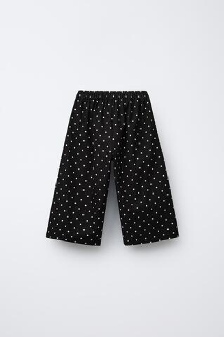 ZARA БРЮКИ-КЮЛОТЫ В ГОРОШЕК, ЧЕРНЫЙ