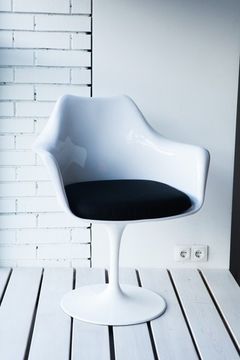стул TULIP, белый+черная подушка