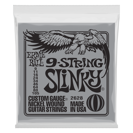Струны для 9 струнной электрогитары ERNIE BALL 2628 Nickel Wound Slinky 9-105