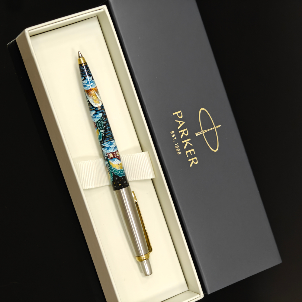 Ручка "Русская деревня. Зима" с ручной росписью Палех