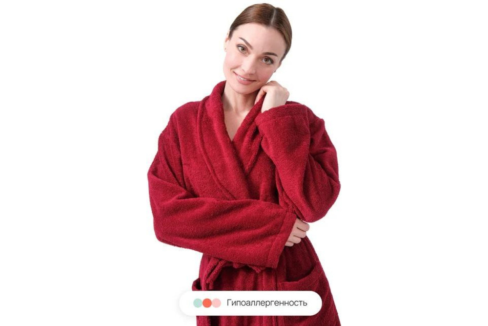Халат махровый Home One, размер 44, бордовый