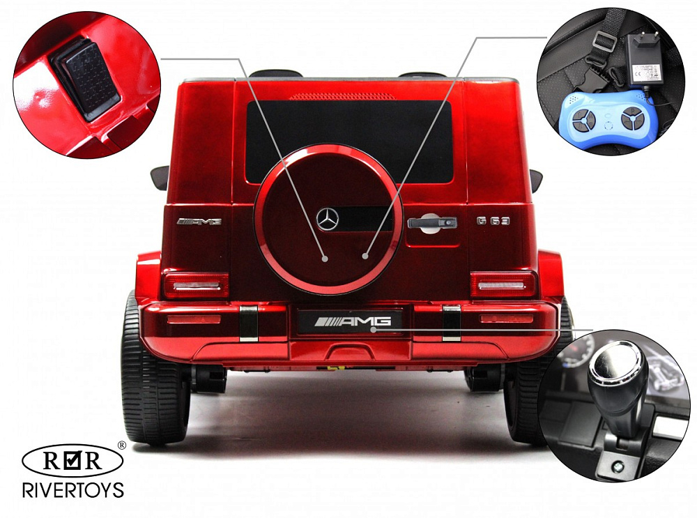 Детский электромобиль RiverToys Mercedes-AMG G63 4WD (S307) вишневый глянец