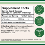 Double Wood Supplements - L-Tyrosine - 120 x 500 mg capsules