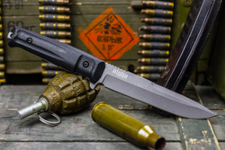 Нож Kizlyar Supreme ALPHA D2 TW BKH Black (TacWash, Black Kraton Handle, Black MOLLE Sheath)