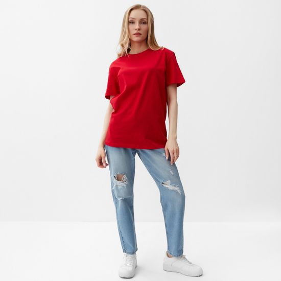Купить женскую футболку из хлопка цвет красный  от производителя