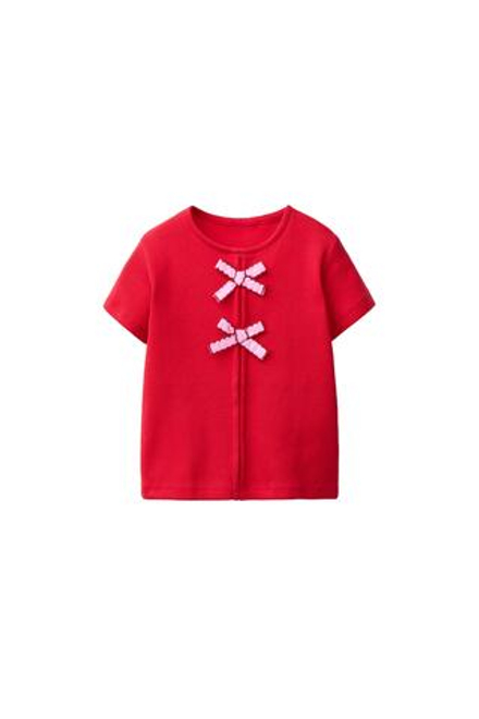 ZARA ТОП В РУБЧИК С БАНТАМИ, КРАСНЫЙ
