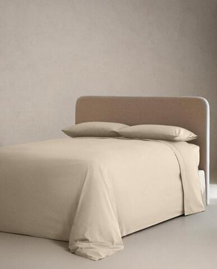 ZARA HOME (300 НИТЕЙ) ПРОСТЫНЯ ИЗ ХЛОПКА ПЕРКАЛЬ, БЕЖЕВЫЙ