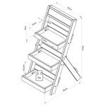 Подставка для цветов напольная 3 полки из массива сосны Флорэль, деревянная этажерка для цветов, разборная, покрытие белый бейц