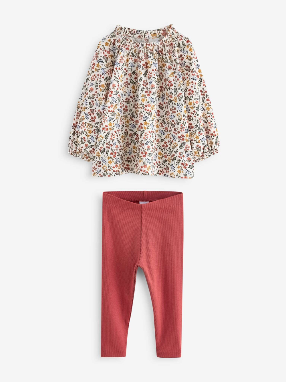 Блуза и легинсы в комплекте для девочки Next 386-047, Кирпичный, Белый