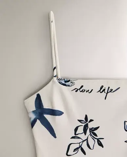ZARA HOME КУПАЛЬНИК С ПРИНТОМ, ЭКРЮ