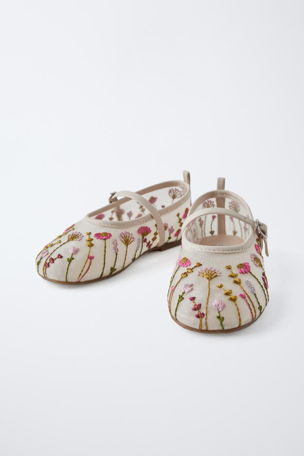 ZARA БАЛЕТКИ С ВЫШИВКОЙ, РОЗОВЫЙ